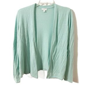 J. Jill Open Front Long Sleeves Linen Blend Lightweight Knit Cardigan Sweater 💚